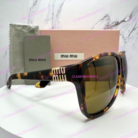 New MIU MIU Sunglasses Aviator Pilot Brown Honey Havana Tortoise main image 15